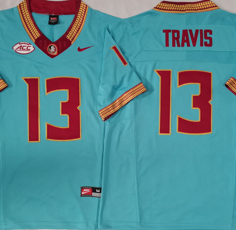Florida State Seminoles Baby Blue #13 TRAVIS Stitched Jersey