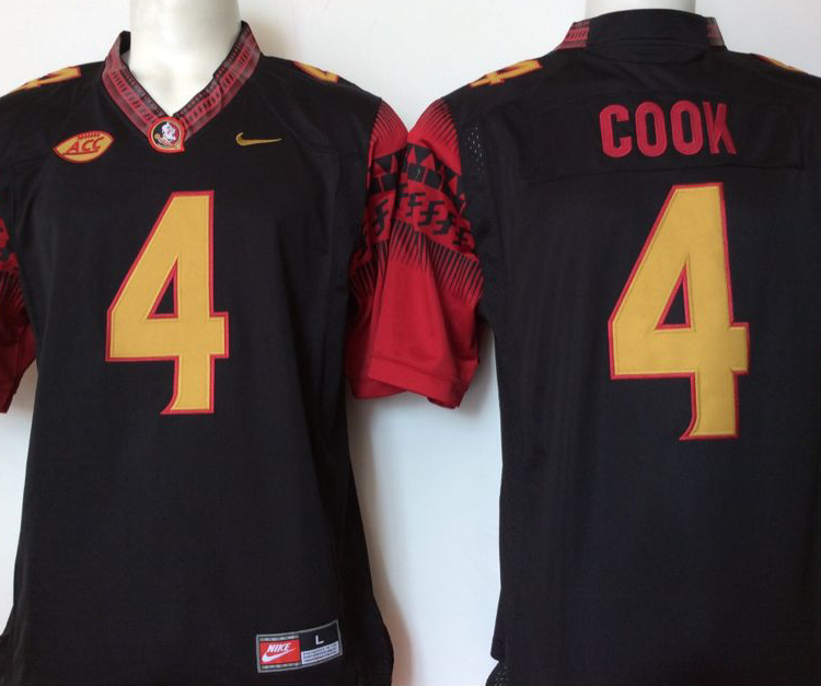 Florida State Seminoles Black #4 COOK Stitched Jersey