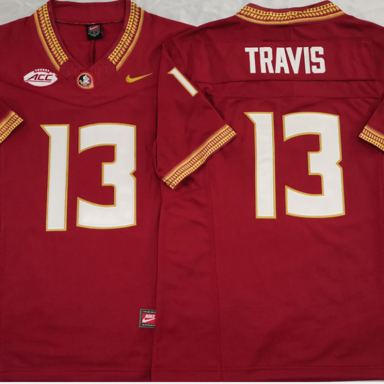 Florida State Seminoles Red #13 TRAVIS Stitched Jersey
