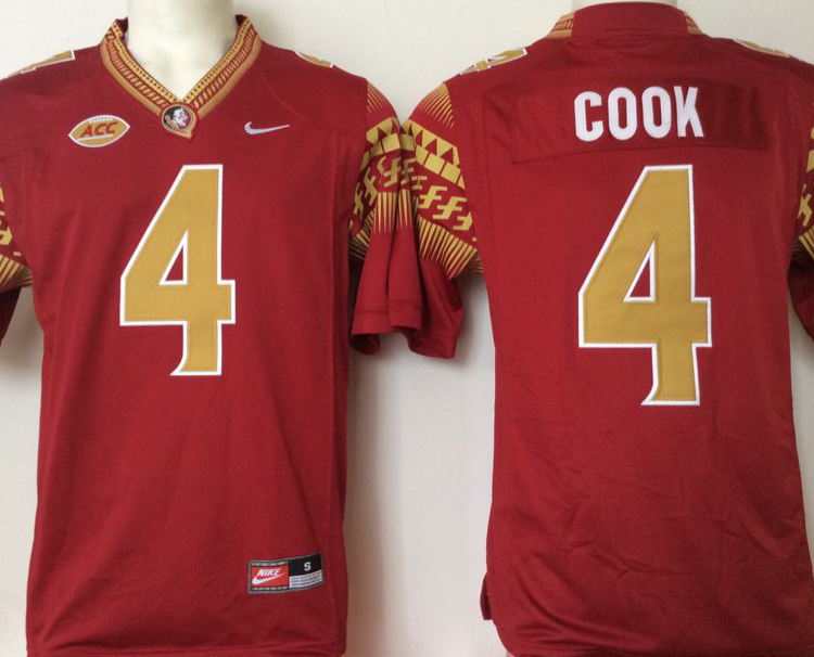 Florida State Seminoles Red #4 COOK Stitched Jersey