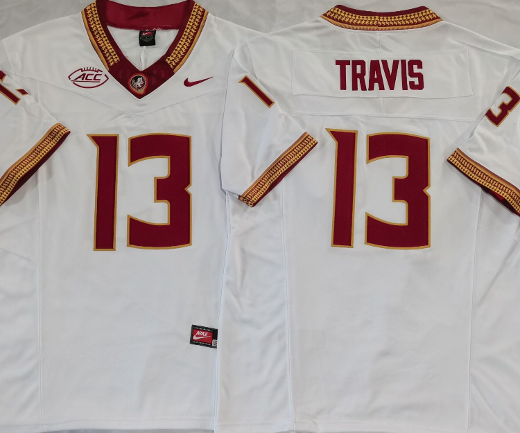 Florida State Seminoles White #13 TRAVIS Stitched Jersey
