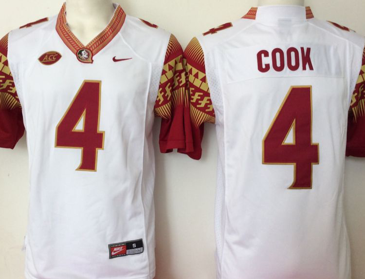 Florida State Seminoles White #4 COOK Stitched Jersey