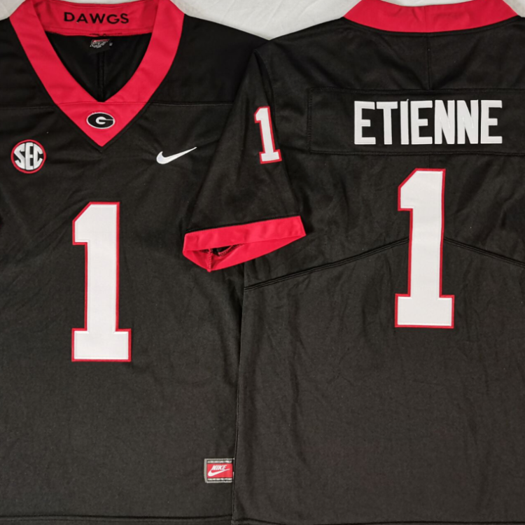 Georgia Bulldogs Black #1 ETIENNE Stitched Jersey