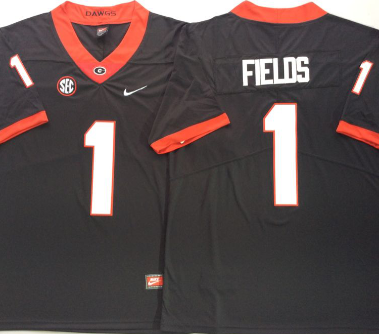 Georgia Bulldogs Black #1 FIELDS Stitched Jersey