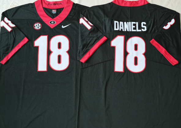 Georgia Bulldogs Black #18 DANIELS Stitched Jersey