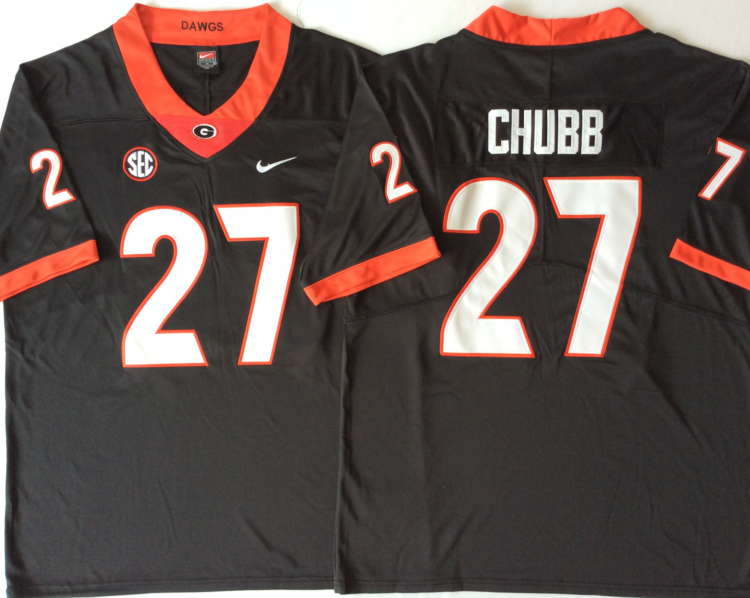 Georgia Bulldogs Black #27 CHUBB Stitched Jersey
