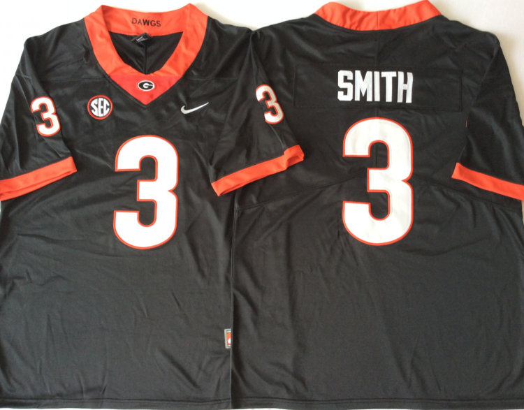 Georgia Bulldogs Black #3 SMITH Stitched Jersey