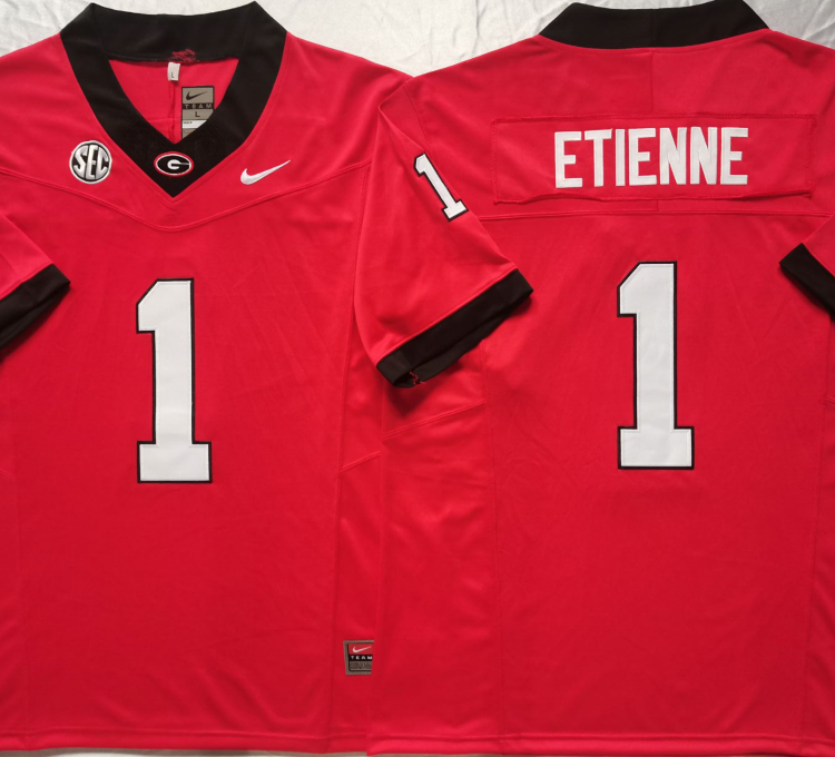 Georgia Bulldogs Red #1 ETIENNE Stitched Jersey