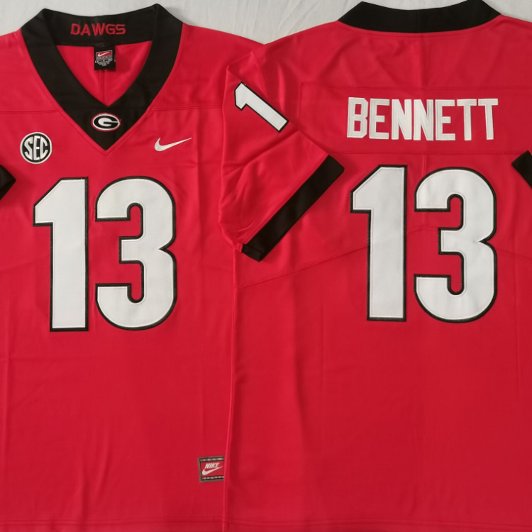 Georgia Bulldogs Red #13 BENNETT Stitched Jersey