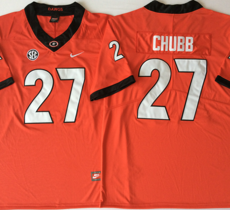 Georgia Bulldogs Red #27 CHUBB Stitched Jersey