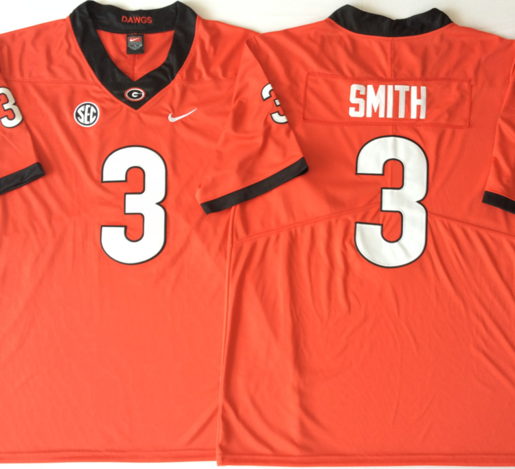 Georgia Bulldogs Red #3 SMITH Stitched Jersey