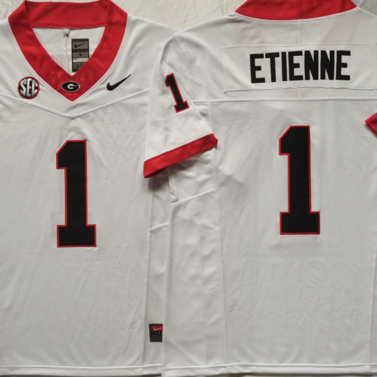 Georgia Bulldogs White #1 ETIENNE Stitched Jersey