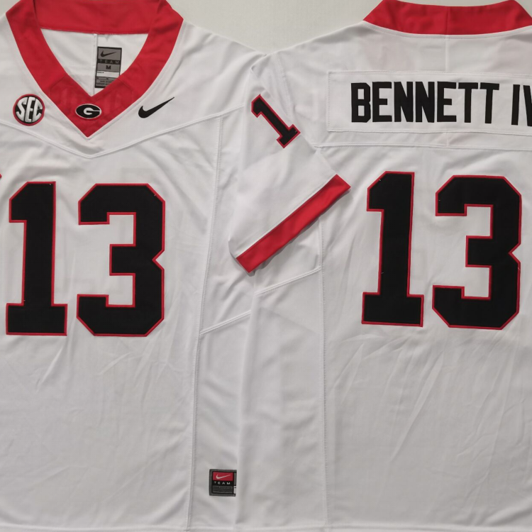 Georgia Bulldogs White #13 BENNETT IV Stitched Jersey