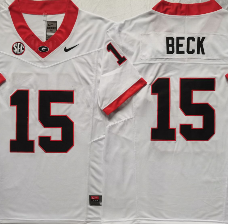 Georgia Bulldogs White #15 BECK Stitched Jersey