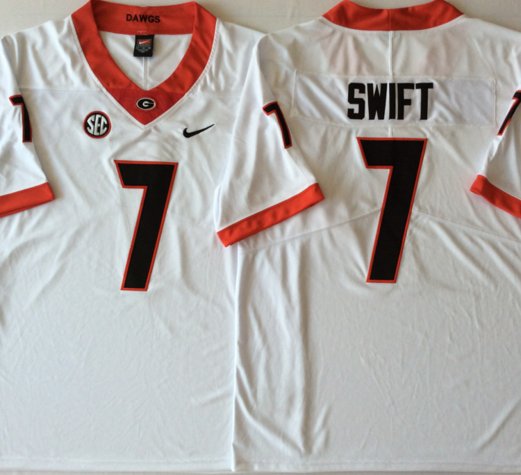 Georgia Bulldogs White #7 SWIFT Stitched Jersey