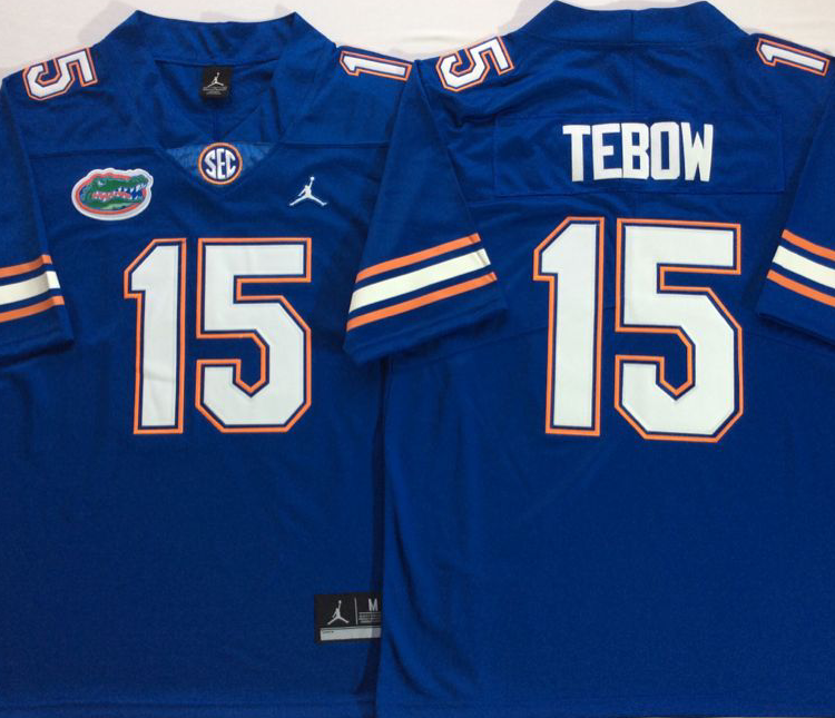 Jordan Florida Gators Blue #15 TEBOW Stitched Jersey