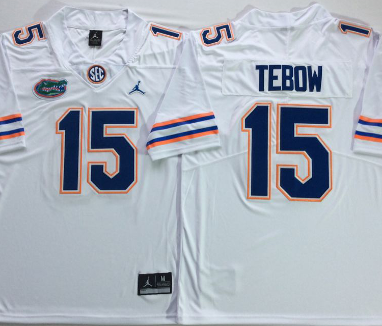 Jordan Florida Gators White #15 TEBOW Stitched Jersey