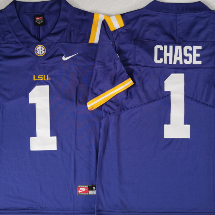LSU Tigers Purple #1 CHASE Stitched Jersey
