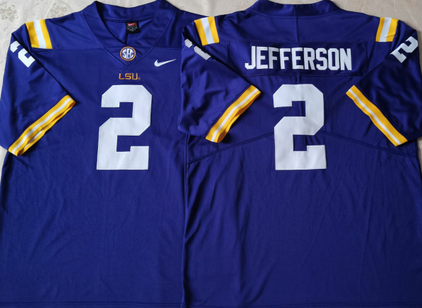 LSU Tigers Purple #2 JEFFERSON Stitched Jersey