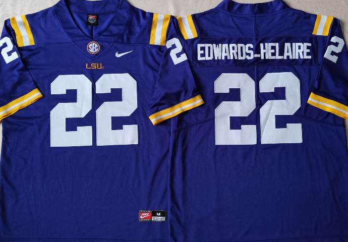 LSU Tigers Purple #22 EDWARDS-HELAIRE Stitched Jersey