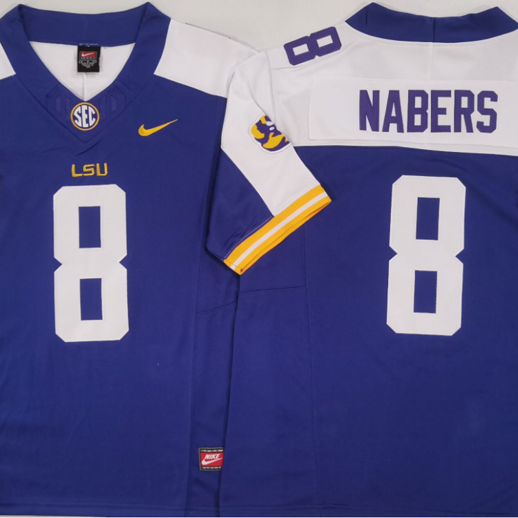 LSU Tigers Purple White #8 NABERS Stitched Jersey