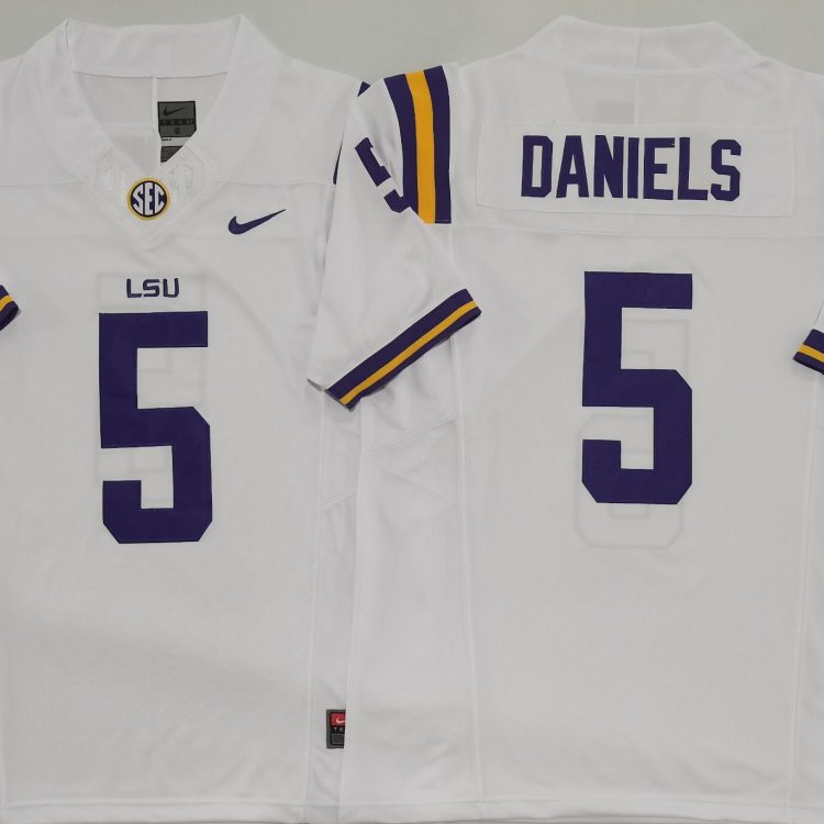 LSU Tigers White #5 DANIELS Stitched Jersey