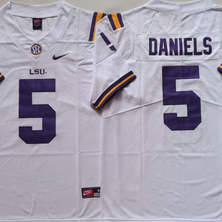 LSU Tigers White #5 DANIELS Stitched Jersey