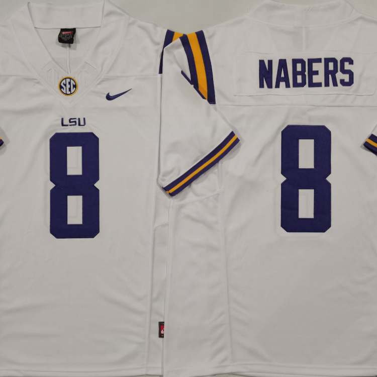 LSU Tigers White #8 NABERS Stitched Jersey