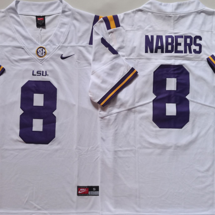 LSU Tigers White #8 NABERS Stitched Jersey