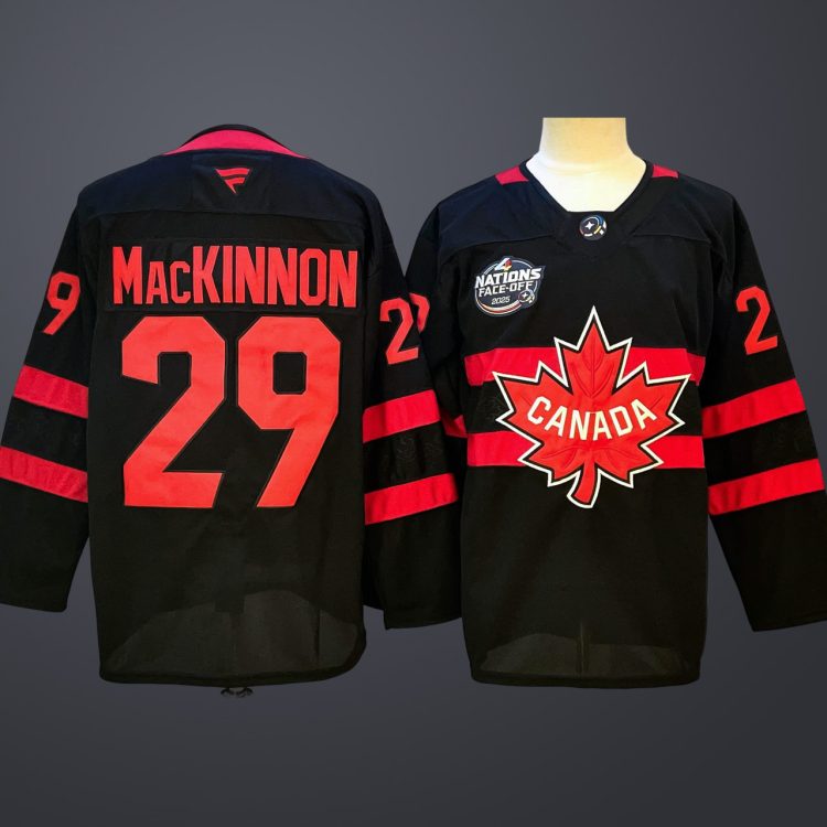 Men's 4 Nations NHL Hockey #29 Nathan MacKinnon Jersey Black
