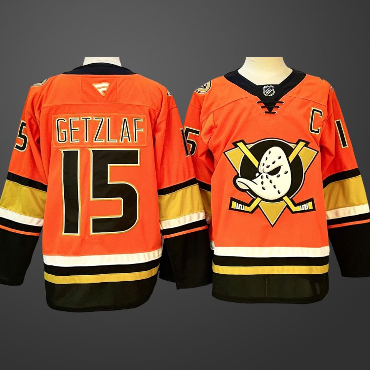 Men's Anaheim Ducks #15 Ryan Getzlaf OrangeBlack 2024-25 With C Patch Stitched Jersey