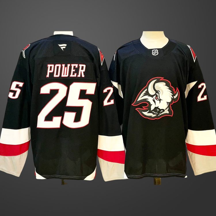 Men's Buffalo Sabres #25 Owen Power Black 2024-25 Alternate Stitched Hockey Jersey