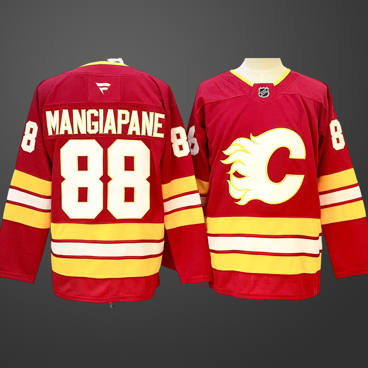 Men's Calgary Flames #88 Andrew Mangiapane Red 2024-25 Home Stitched Hockey Jersey