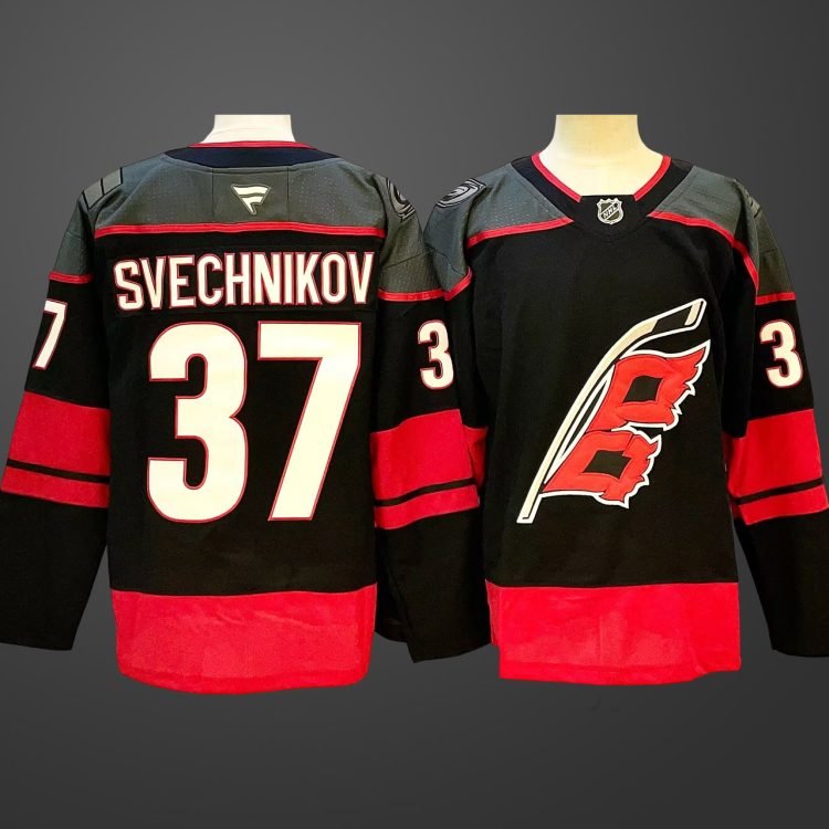 Men's Carolina Hurricanes #37 Andrei Svechnikov Black 2024-25 Home Stitched Hockey Jersey