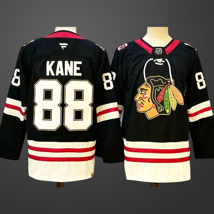 Men's Chicago Blackhawks #88 Patrick Kane Centennial  Stitched Hockey Jersey Black