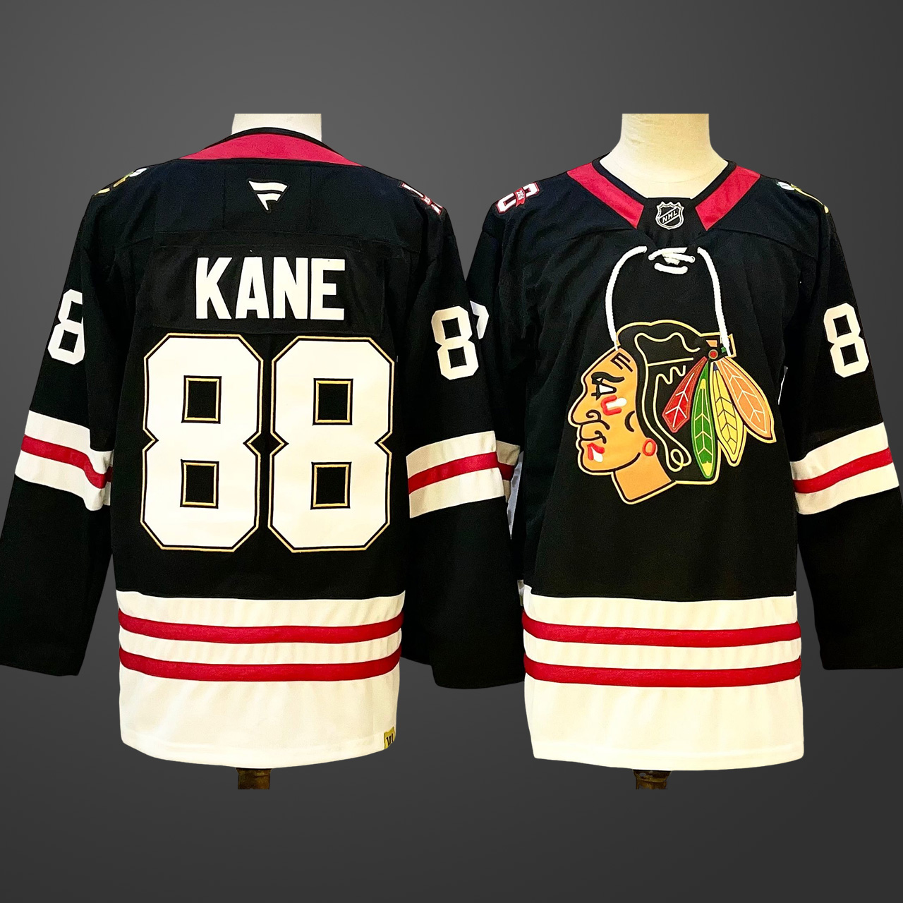 Men's Chicago Blackhawks #88 Patrick Kane 2024-25 Stitched Hockey Jersey Black