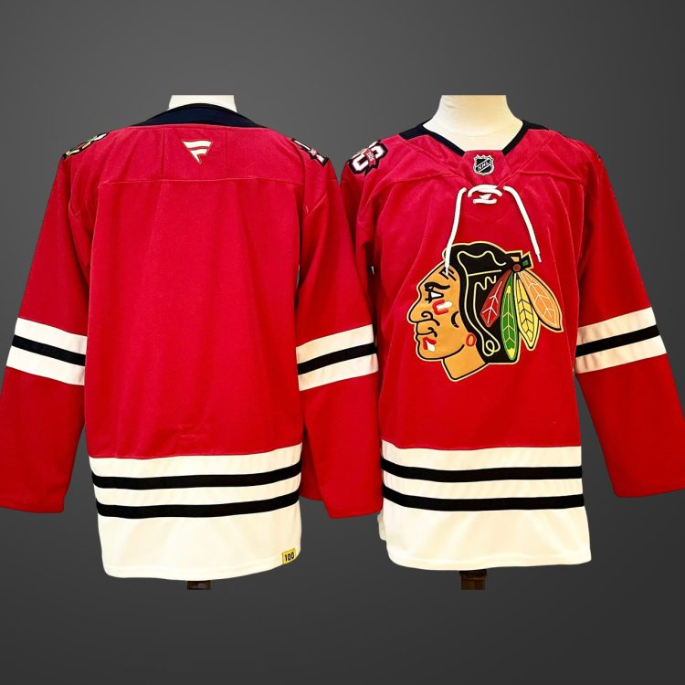 Men's Chicago Blackhawks Blank Red 2025 Home Centennial  Stitched Hockey Jersey