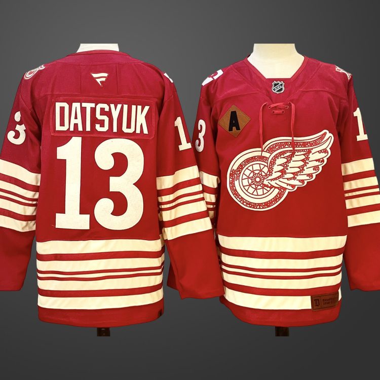 Men's Detroit Red Wings #13 Pavel Datsyuk Red 2025-26 With A Patch Centennial Premium Jersey