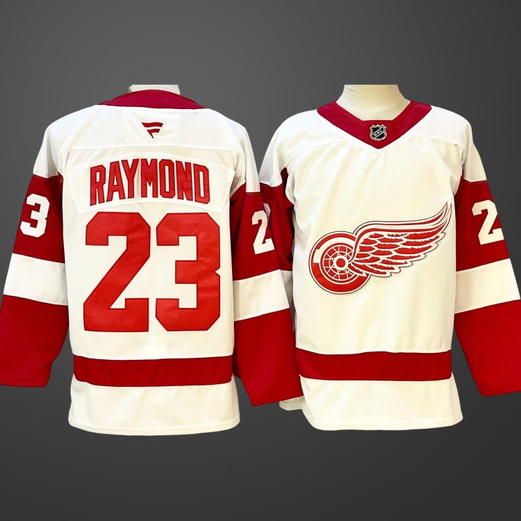 Men's Detroit Red Wings #23 Lucas Raymond White 2024-25 Stitched Jersey