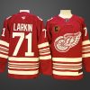Men's Detroit Red Wings #71 Dylan Larkin Red 2025-26 With C Patch Centennial Premium Stitched Jersey