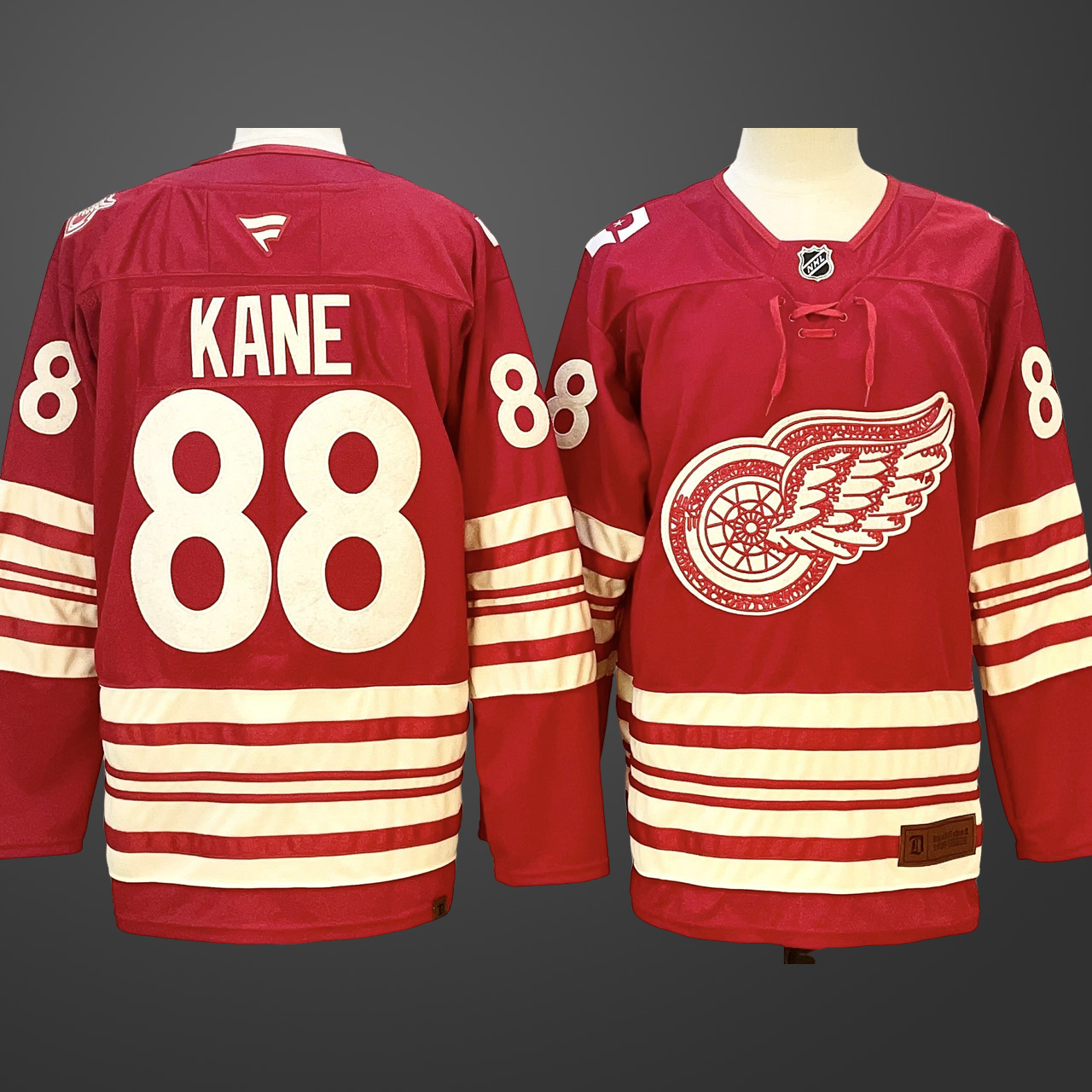 Men's Detroit Red Wings #88 Patrick Kane Red 2025-26 Centennial Premium Stitched Jersey