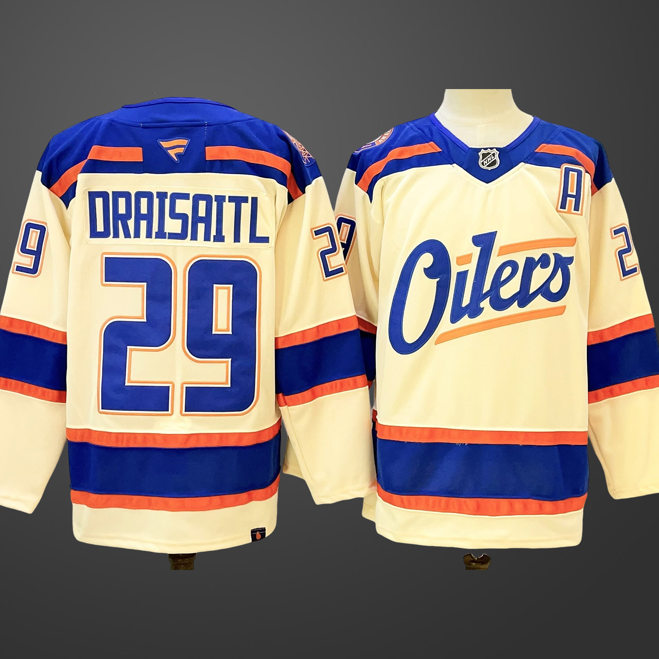 Men's Edmonton Oilers #29 Leon Draisaitl Light Beige Alternate With A Patch Stitched Hockey Jersey
