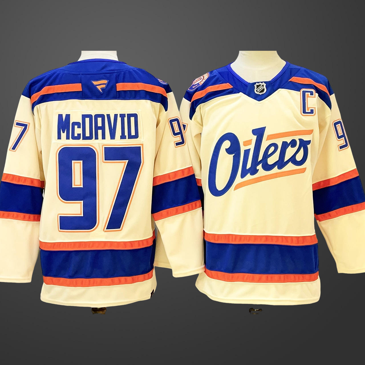 Men's Edmonton Oilers #97 Connor McDavid Light Beige 2025 Alternate With C Patch Jersey