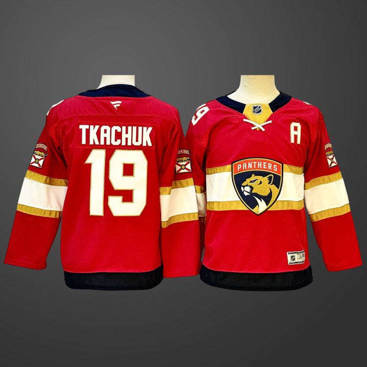 Youth Florida Panthers #19 Matthew Tkachuk Red 2024-25 Home With A Patch Stitched Jersey