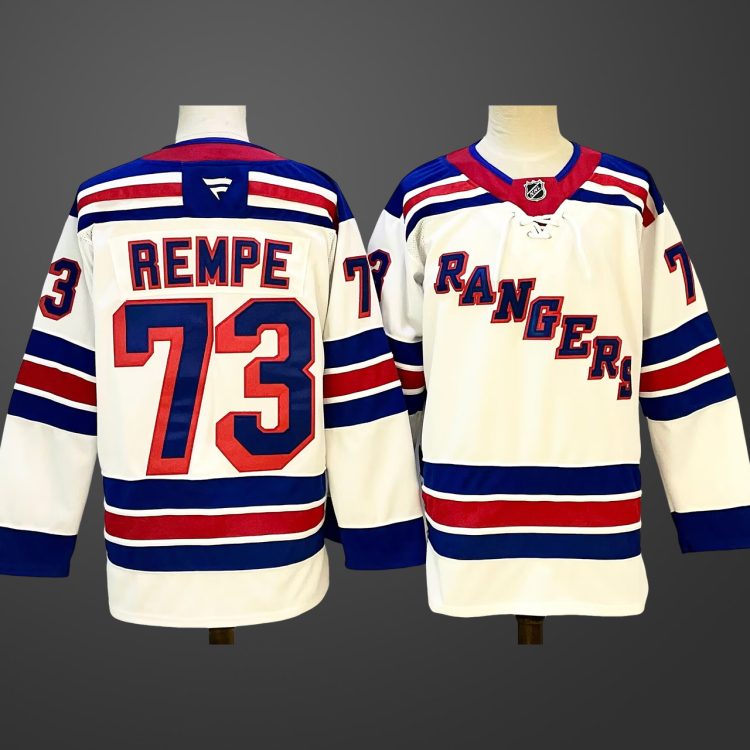 Men's New York Rangers #73 Matt Rempe White 2024-25 Away Stitched Hockey Jersey