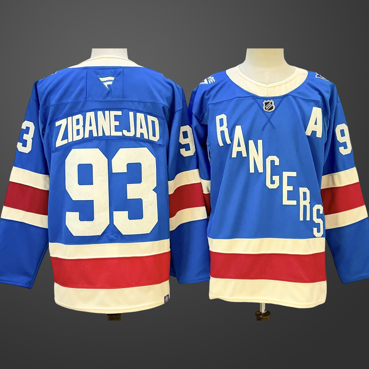 Men's New York Rangers #93 Mika Zibanejad Blue Centennial Stitched Hockey Jersey