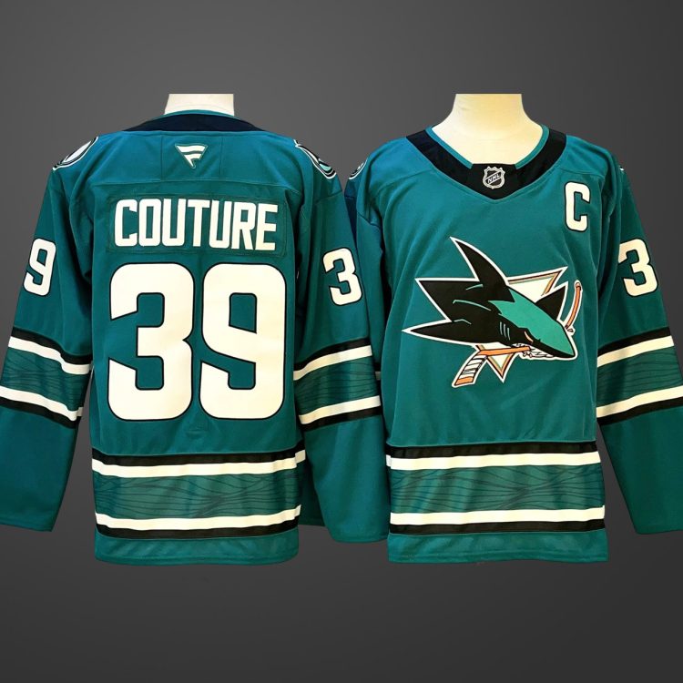 Men’s San Jose Sharks #39 Logan Couture Black 2024-25 With C Patch Home Stitched Jersey