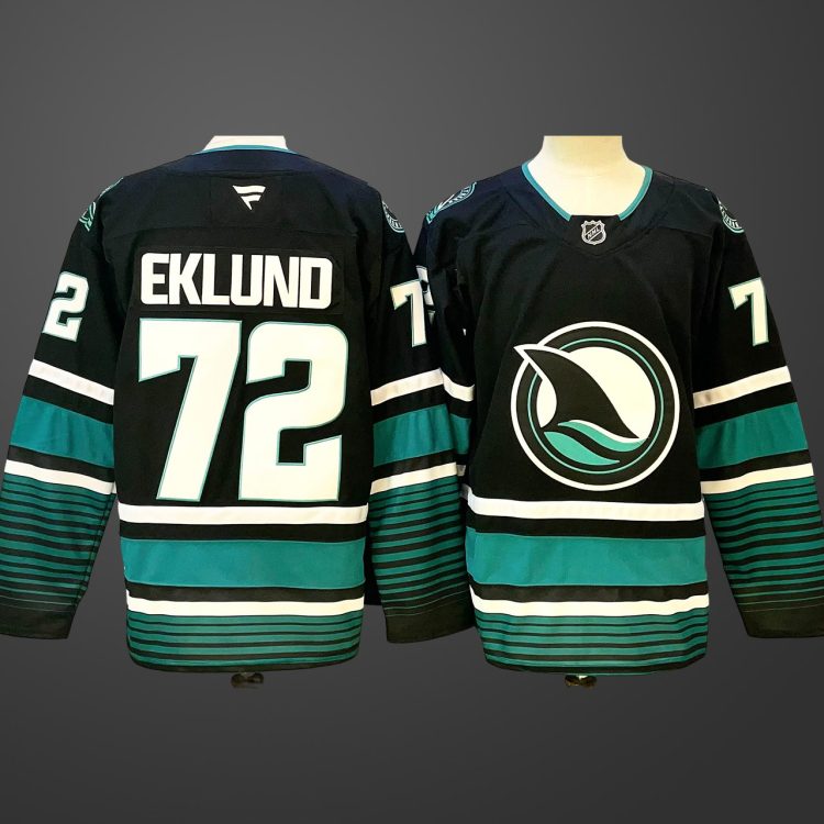 Men's San Jose Sharks #72 William Eklund Black 2024-25 Alternate Stitched Hockey Jersey