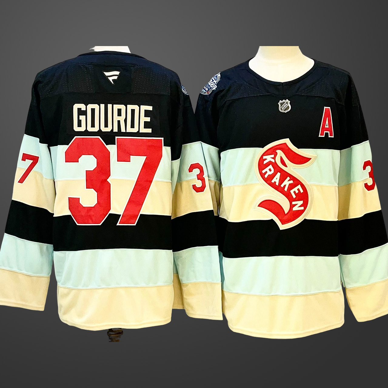 Men's Seattle Kraken #37 Yanni Gourde Deep Sea Blue Winter Classic With A Patch Stitched Jersey