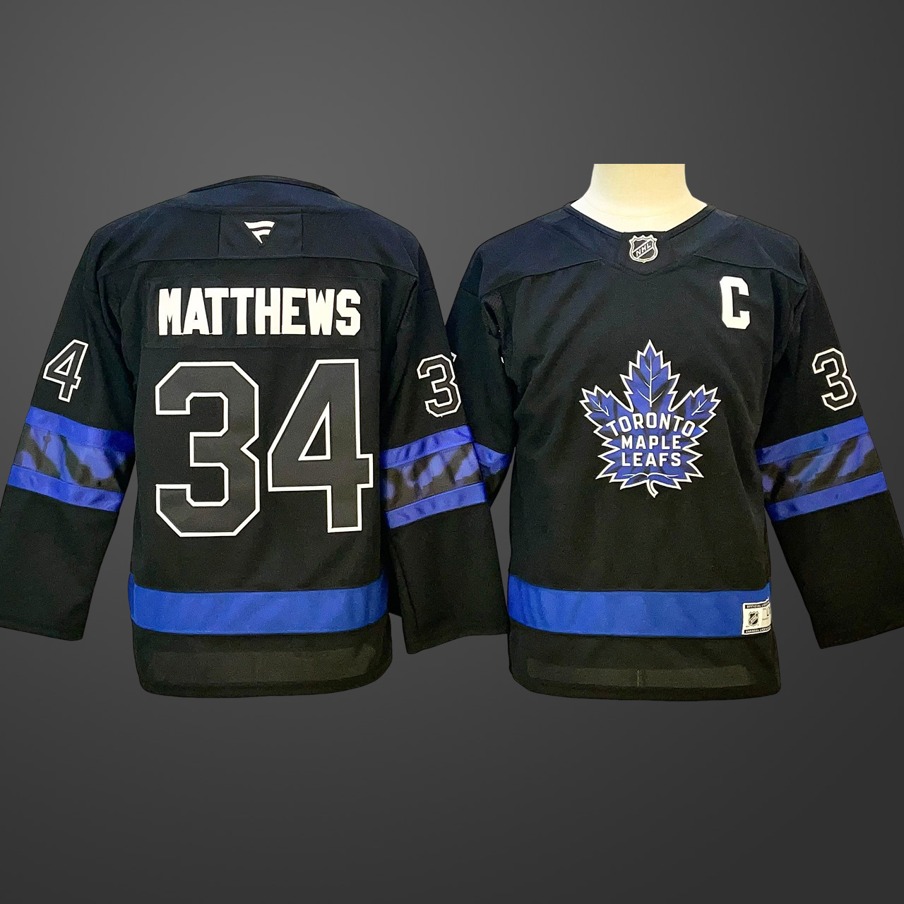 Men's Toronto Maple Leafs #34 Auston Matthews Jersey in Black